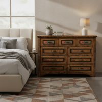 9 Drawer Dresser: Some lifestyle images are created with AI for visualization purposes. Crafted from natural solid wood, each piece is unique and will vary.