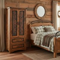 Barnwood Armoire: Some lifestyle images are created with AI for visualization purposes. Crafted from natural solid wood, each piece is unique and will vary.