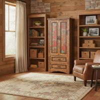 Rustic 2 Drawer Armoire: Some lifestyle images are created with AI for visualization purposes. Crafted from natural solid wood, each piece is unique and will vary.