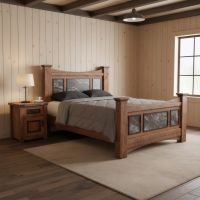 Rustic Bed: Some lifestyle images are created with AI for visualization purposes. Crafted from natural solid wood, each piece is unique and will vary.