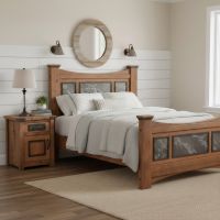 Rustic Barnwood Bed: Some lifestyle images are created with AI for visualization purposes. Crafted from natural solid wood, each piece is unique and will vary.