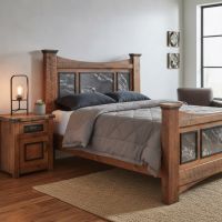Rustic Enclosed Nightstand: Some lifestyle images are created with AI for visualization purposes. Crafted from natural solid wood, each piece is unique and will vary.
