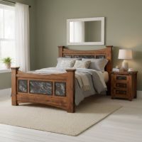 Rustic 3 Drawer Nightstand: Some lifestyle images are created with AI for visualization purposes. Crafted from natural solid wood, each piece is unique and will vary.