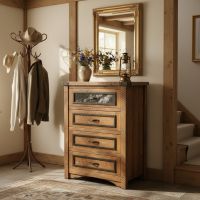 Chest of Drawers: Some lifestyle images are created with AI for visualization purposes. Crafted from natural solid wood, each piece is unique and will vary.