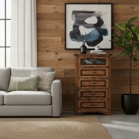Rustic Drawer: Some lifestyle images are created with AI for visualization purposes. Crafted from natural solid wood, each piece is unique and will vary.