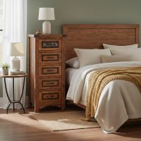 Chest of Drawers: Some lifestyle images are created with AI for visualization purposes. Crafted from natural solid wood, each piece is unique and will vary.