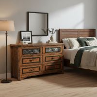 Rustic Dresser: Some lifestyle images are created with AI for visualization purposes. Crafted from natural solid wood, each piece is unique and will vary.