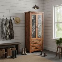 2 Drawer Armoire: Some lifestyle images are created with AI for visualization purposes. Crafted from natural solid wood, each piece is unique and will vary.