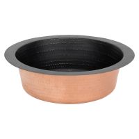 12" Round Glazed Black Hammered Copper Bar Sink - 2" Drain