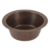 12" Round Oil Rubbed Bronze Hammered Copper Bar & Prep Sink - 2" Drain