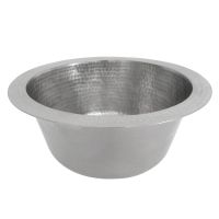 12" Round Nickel Hammered Copper Bar & Prep Sink - 2" Drain