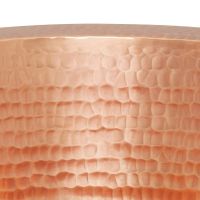 12" Round Polished Copper Hammered Copper Bar & Prep Sink - 2" Drain