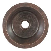 12" Round Oil Rubbed Bronze Hammered Copper Bar & Prep Sink - 2" Drain