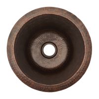 12" Round Oil Rubbed Bronze Hammered Copper Champagne Bar & Prep Sink