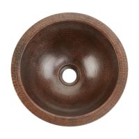 12" Round Oil Rubbed Bronze Hammered Copper Under Counter Sink