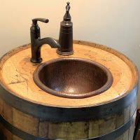 12" Small Round Oil Rubbed Bronze Hammered Copper Self Rimming Sink