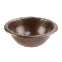 12" Small Round Oil Rubbed Bronze Hammered Copper Self Rimming Sink