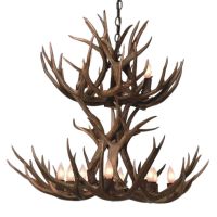 12 Light 2-Tiered Mule Deer Antler Chandelier