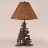 Rustic Wrought Iron Forest Bear Table Lamp