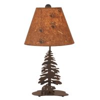 Wrought Iron Bear & Trees Accent Table Lamp