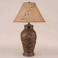 Rustic Bronze Horse Scene Pot Lamp
