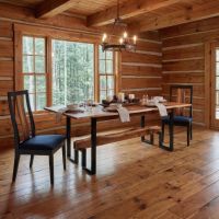 Modern Dining Table: Some lifestyle images are created with AI for visualization purposes. Crafted from natural solid wood, each piece is unique and will vary.