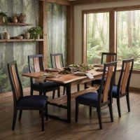 Modern Dining Table: Some lifestyle images are created with AI for visualization purposes. Crafted from natural solid wood, each piece is unique and will vary.