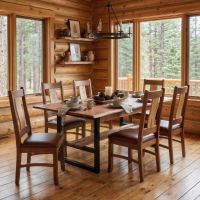 Modern Dining Table: Some lifestyle images are created with AI for visualization purposes. Crafted from natural solid wood, each piece is unique and will vary.