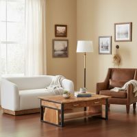 Wood Coffee Table: Some lifestyle images are created with AI for visualization purposes. Crafted from natural solid wood, each piece is unique and will vary.