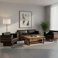 Contemporary Coffee Table: Some lifestyle images are created with AI for visualization purposes. Crafted from natural solid wood, each piece is unique and will vary.