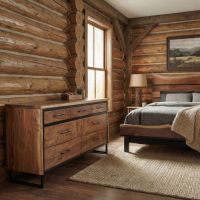 Rustic Dresser: Some lifestyle images are created with AI for visualization purposes. Crafted from natural solid wood, each piece is unique and will vary.