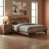 Modern Nightstand: Some lifestyle images are created with AI for visualization purposes. Crafted from natural solid wood, each piece is unique and will vary.