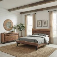 Modern Bed: Some lifestyle images are created with AI for visualization purposes. Crafted from natural solid wood, each piece is unique and will vary.
