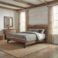 Modern Bed: Some lifestyle images are created with AI for visualization purposes. Crafted from natural solid wood, each piece is unique and will vary.