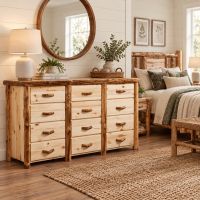Aspen Dresser: Some lifestyle images are created with AI for visualization purposes. Crafted from natural solid wood, each piece is unique and will vary.