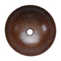 13" Small Round Oil Rubbed Bronze Hammered Copper Vessel Sink