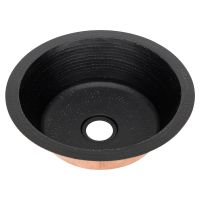 14" Round Glazed Black Hammered Copper Bar Sink - 2" Drain