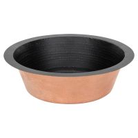 14" Round Glazed Black Hammered Copper Bar Sink - 2" Drain