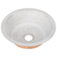 14" Round Glazed White Hammered Copper Bar Sink - 2" Drain