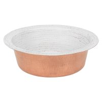14" Round Glazed White Hammered Copper Bar Sink - 2" Drain