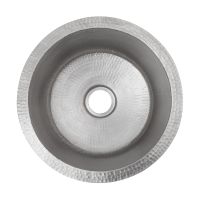 14" Round Nickel Hammered Copper Bar & Prep Sink - 2" Drain