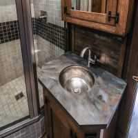14" Round Nickel Hammered Copper Bar & Prep Sink - 2" Drain
