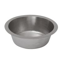 14" Round Nickel Hammered Copper Bar & Prep Sink - 2" Drain