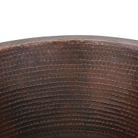 14" Round Oil Rubbed Bronze Hammered Copper Bar & Prep Sink - 2" Drain