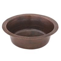 14" Round Oil Rubbed Bronze Hammered Copper Bar & Prep Sink - 2" Drain