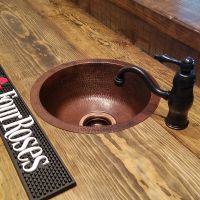 14" Round Oil Rubbed Bronze Hammered Copper Bar & Prep Sink - 3.5" Drain