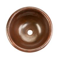 14" Round Oil Rubbed Bronze Hammered Copper Self Rimming Sink