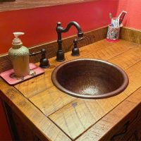 14" Round Oil Rubbed Bronze Hammered Copper Self Rimming Sink
