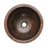 14" Round Oil Rubbed Bronze Hammered Copper Under Counter Sink