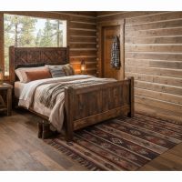 Barnwood Bed: Some lifestyle images are created with AI for visualization purposes. Crafted from natural solid wood, each piece is unique and will vary.
